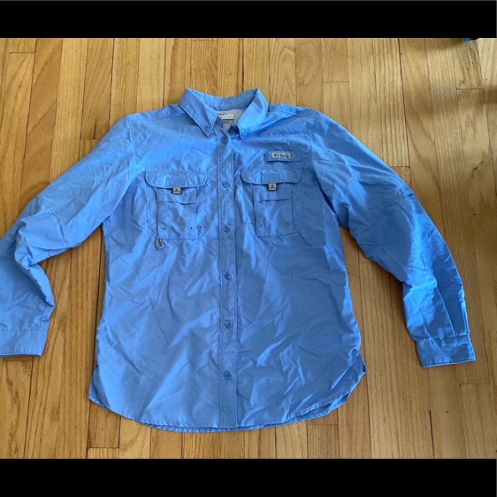 COLUMBIA WOMENS LONG SLEEVE “HIKING” SHIRT SIZE S/P